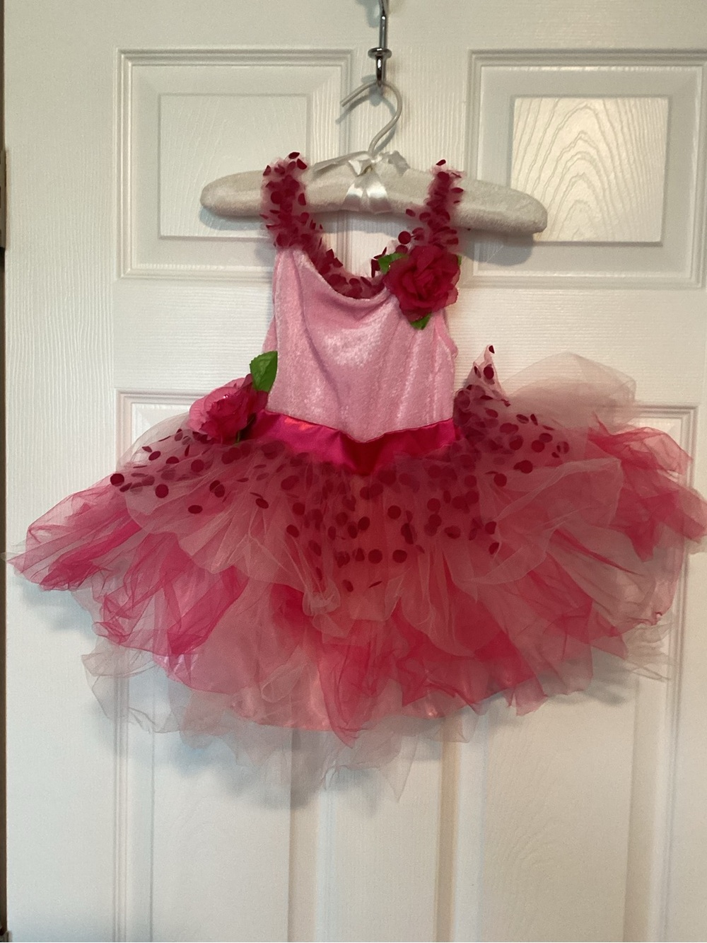 Pink Floral Tutu Dance Costume with Rose Accents